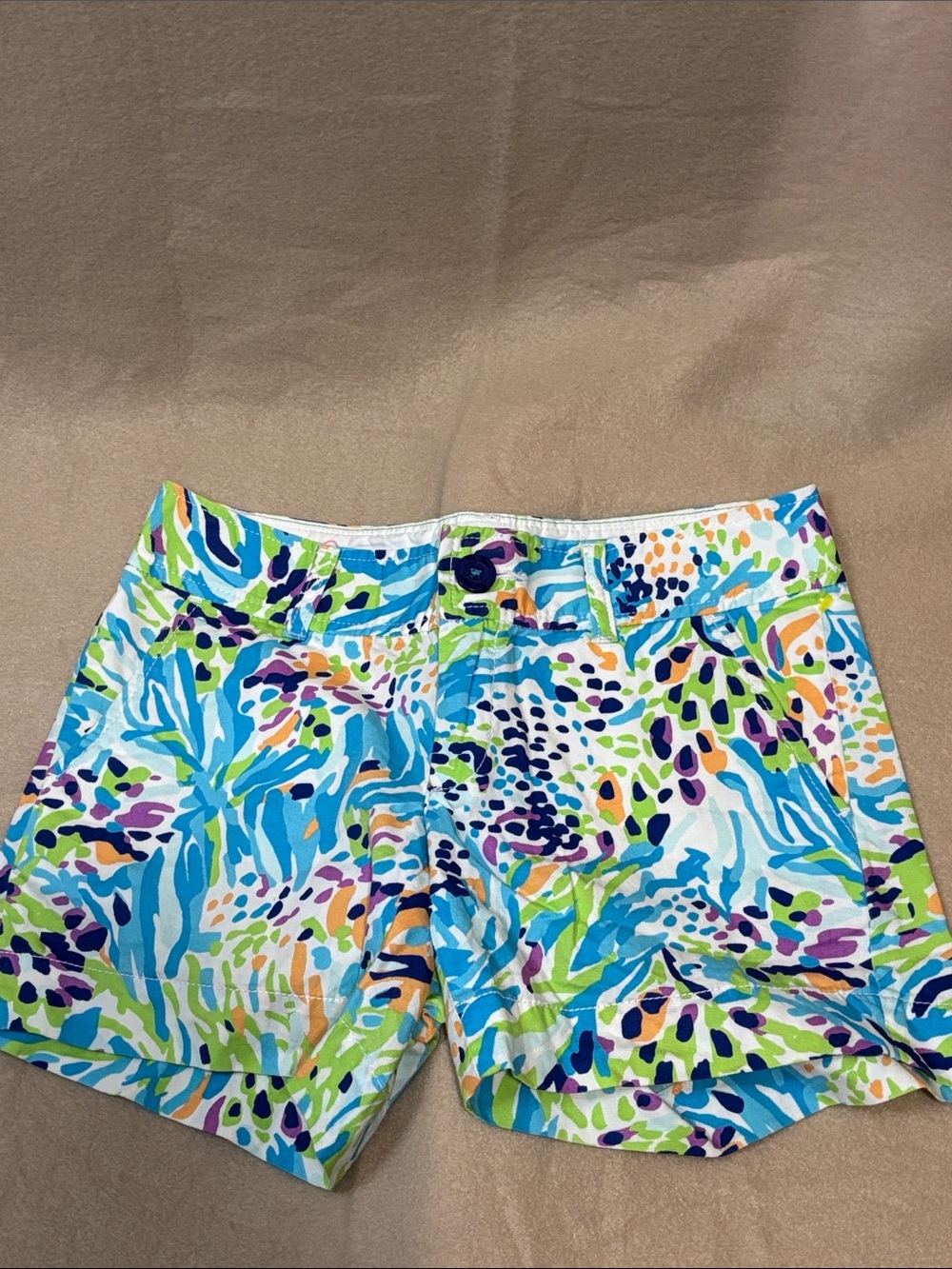 Lilly Pulitzer The Callahan Short Blue Green White Watercolor Women's Size 00